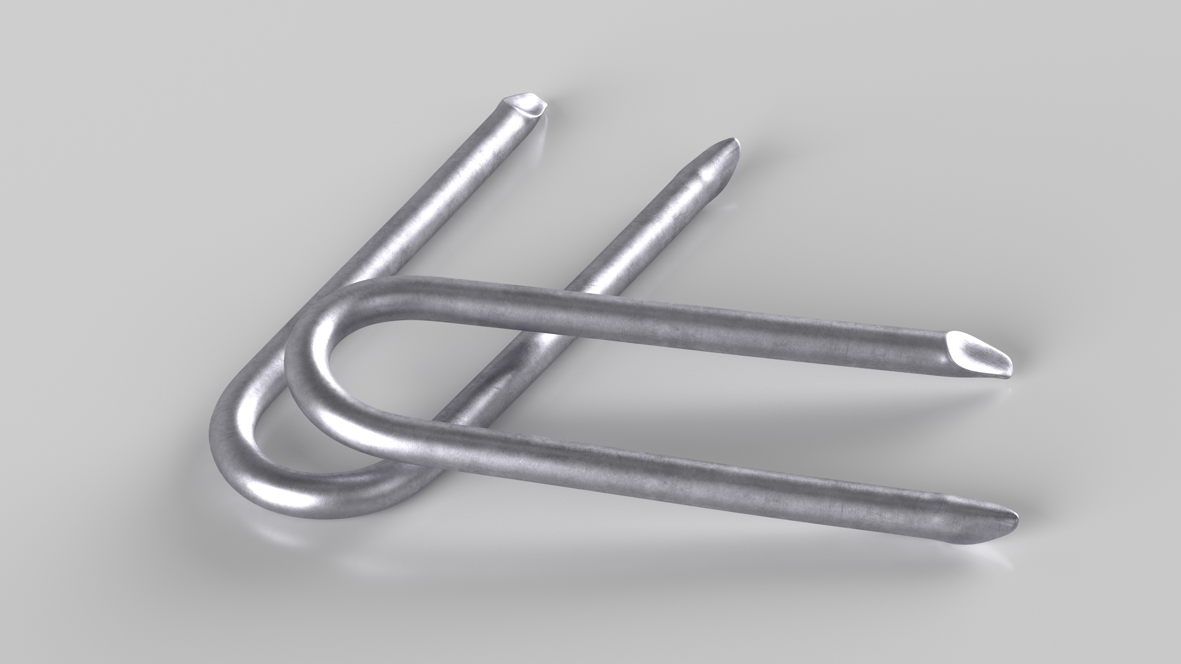 Flat Head Steel U-type Nail 3D