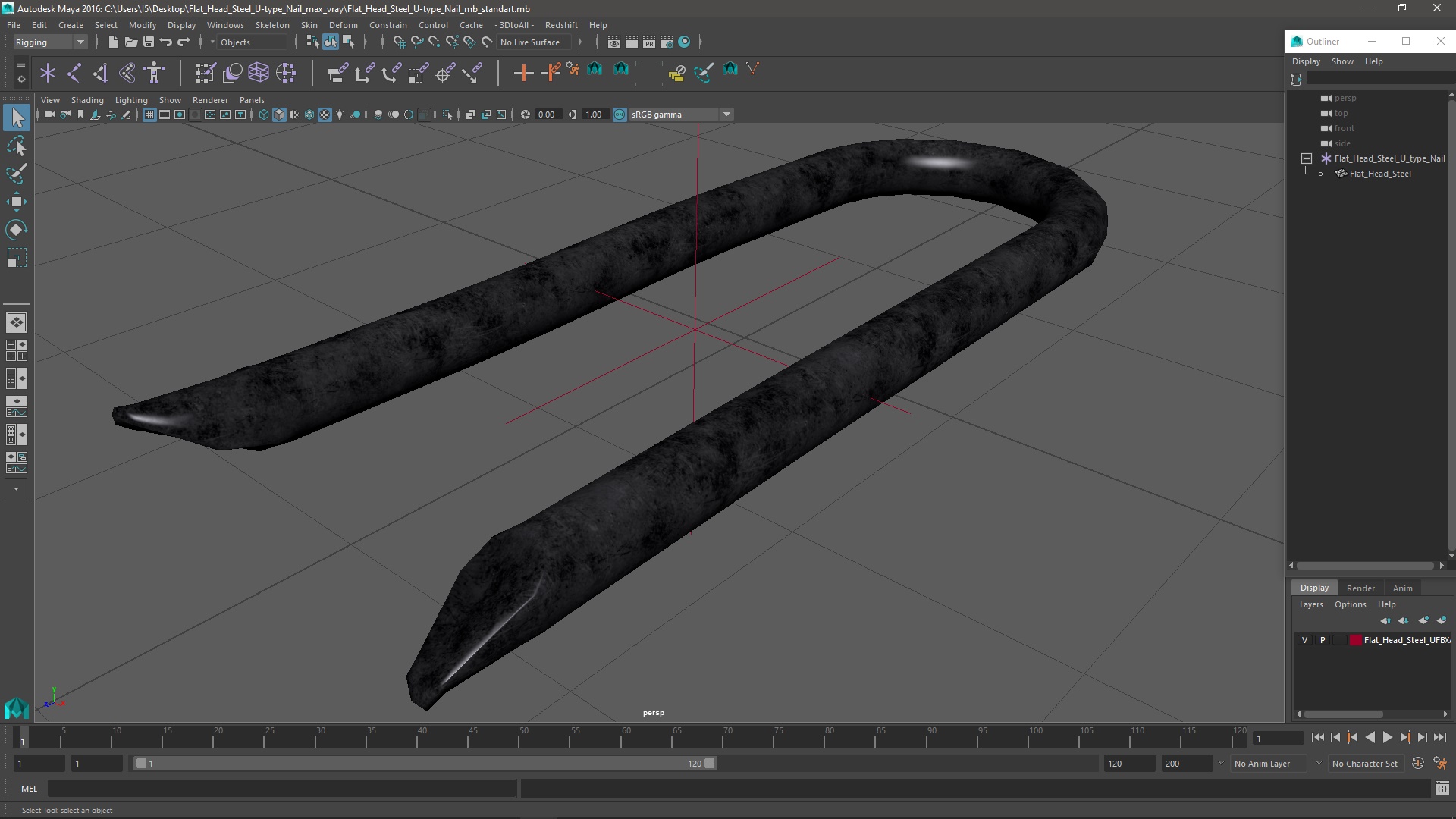Flat Head Steel U-type Nail 3D
