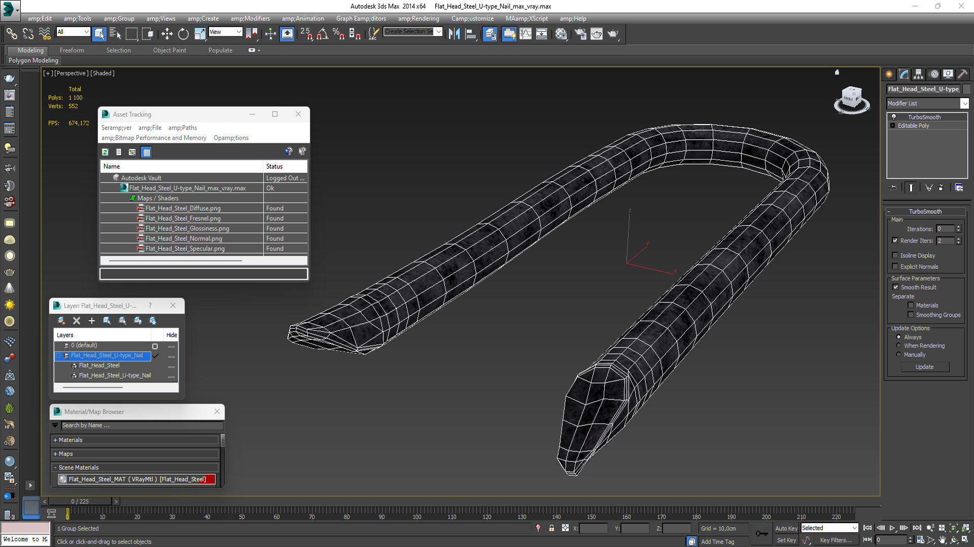 Flat Head Steel U-type Nail 3D