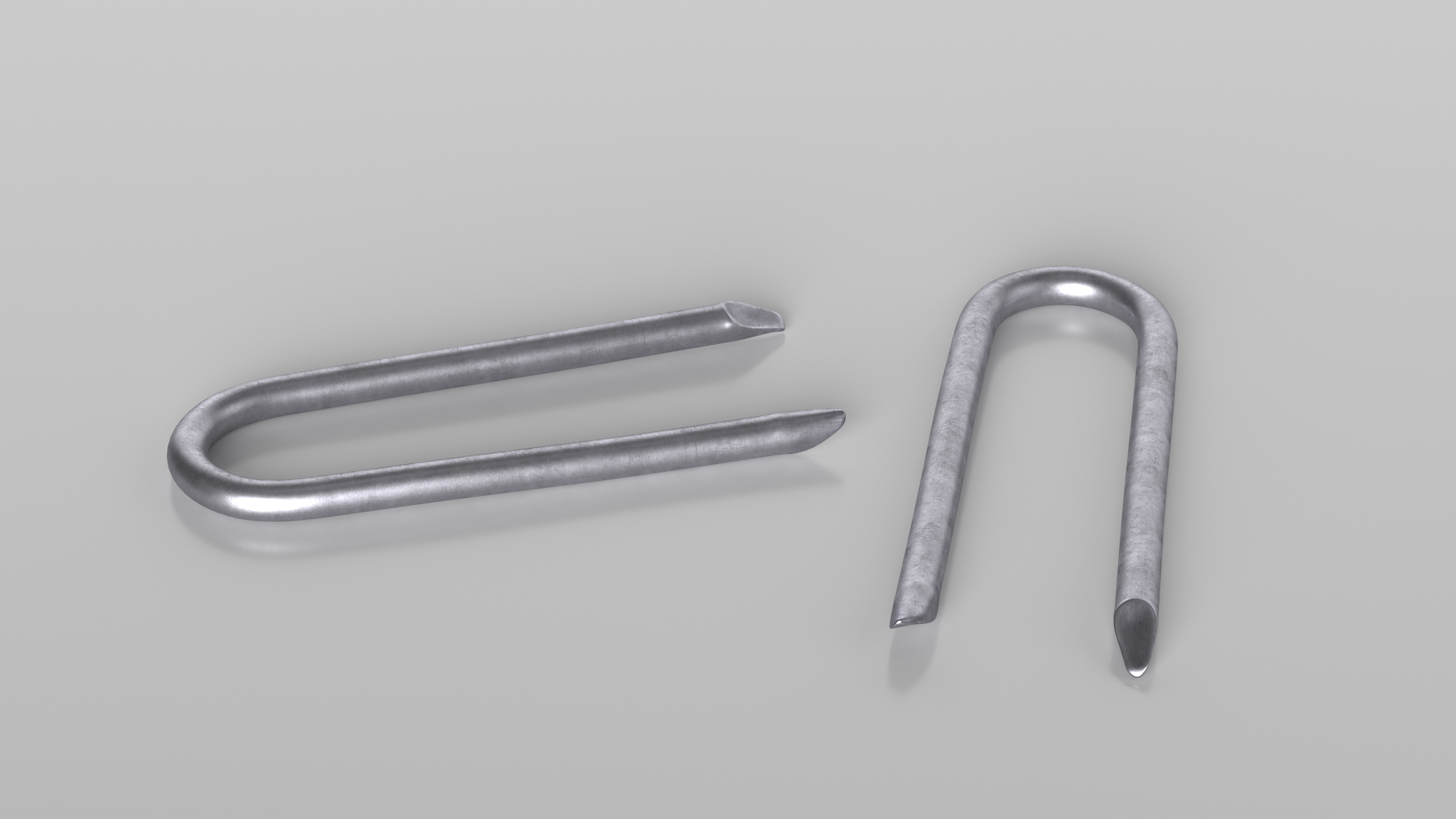 Flat Head Steel U-type Nail 3D