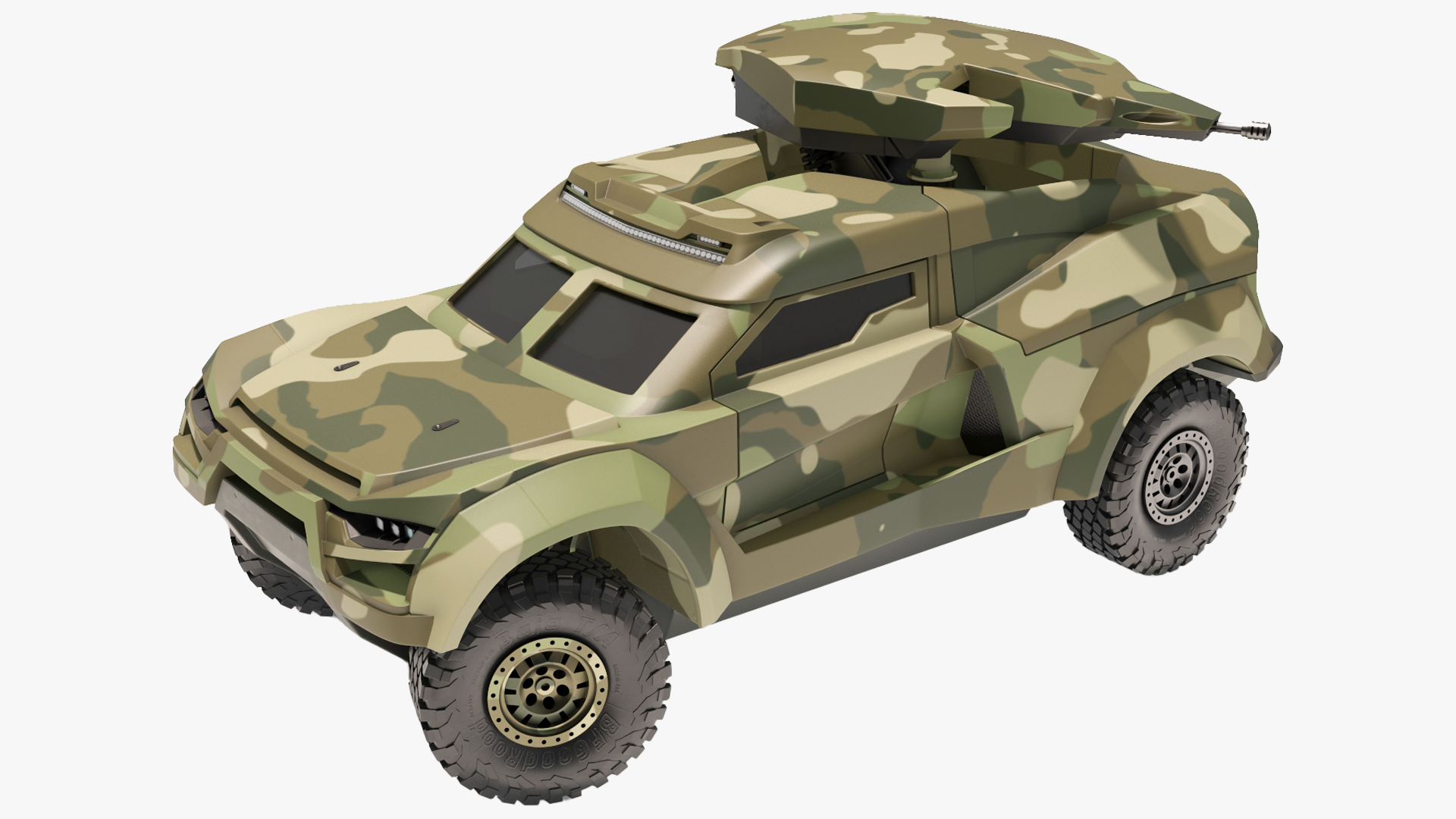 3D Military Interceptor Vehicle in Camouflage Rigged for Cinema 4D model