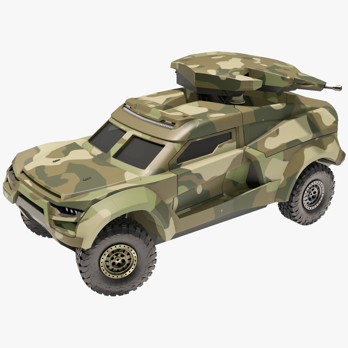 3D Military Interceptor Vehicle in Camouflage Rigged for Cinema 4D model