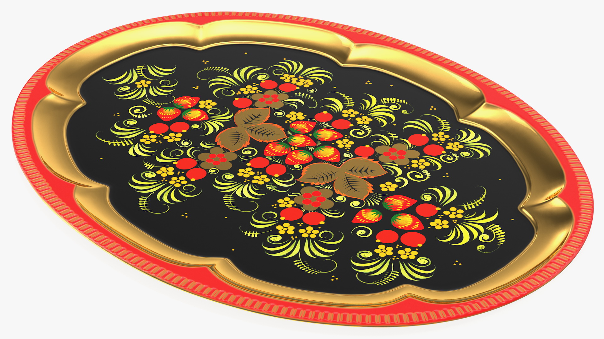 Vintage Khokhloma Tray 3D