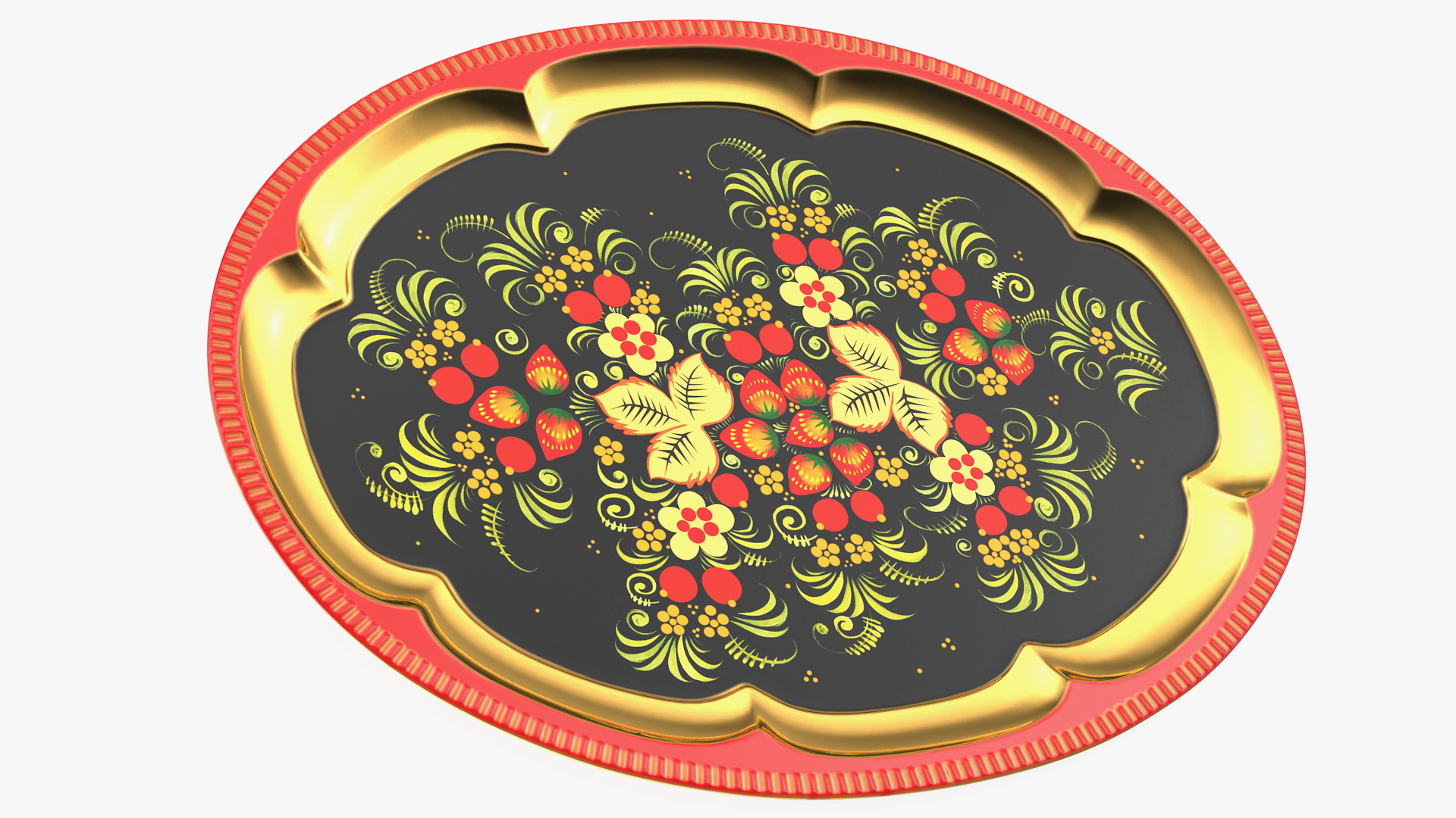 Vintage Khokhloma Tray 3D