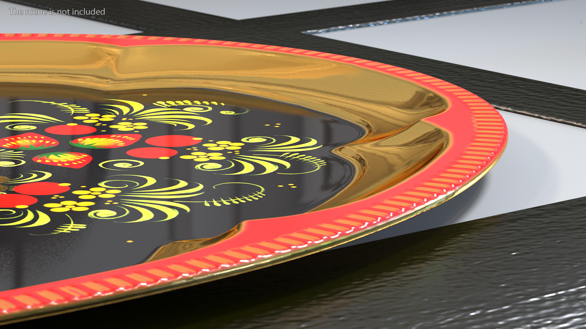 Vintage Khokhloma Tray 3D