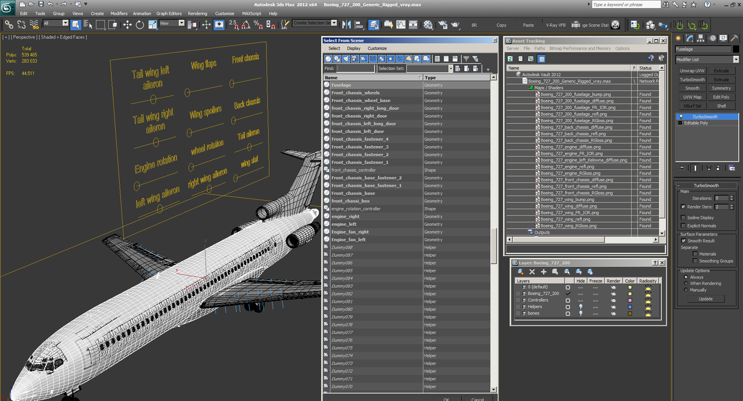 Boeing 727 200 Generic Rigged 3D model
