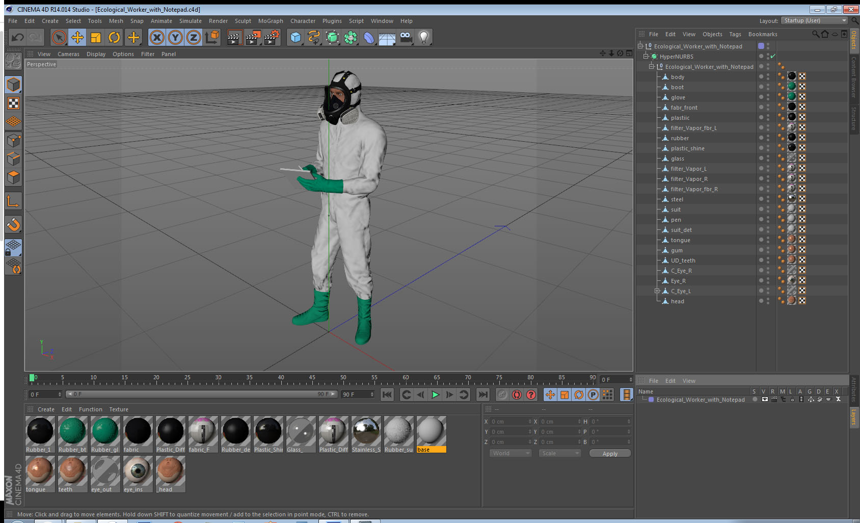 3D model Ecological Worker with Notepad