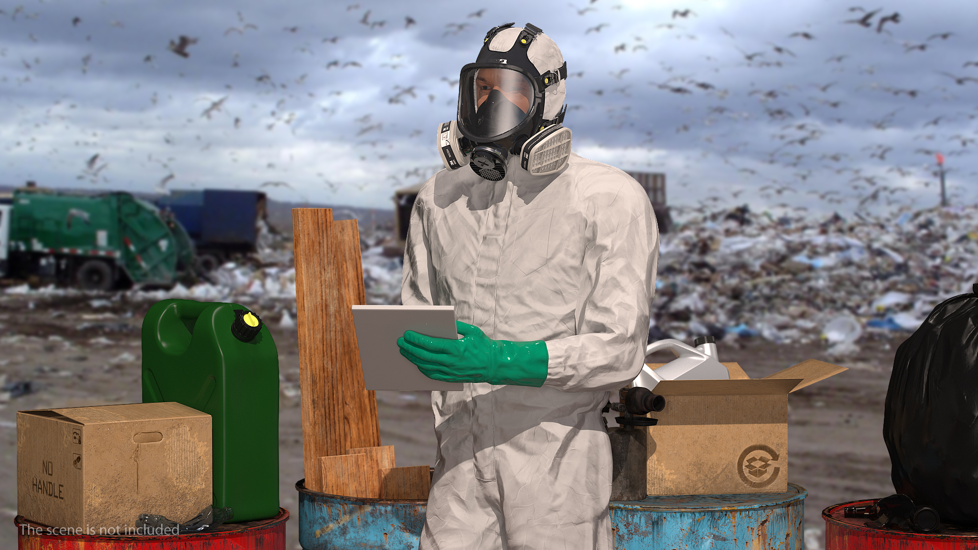 3D model Ecological Worker with Notepad
