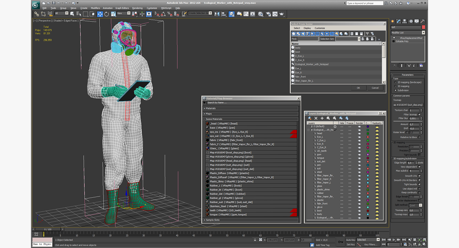 3D model Ecological Worker with Notepad