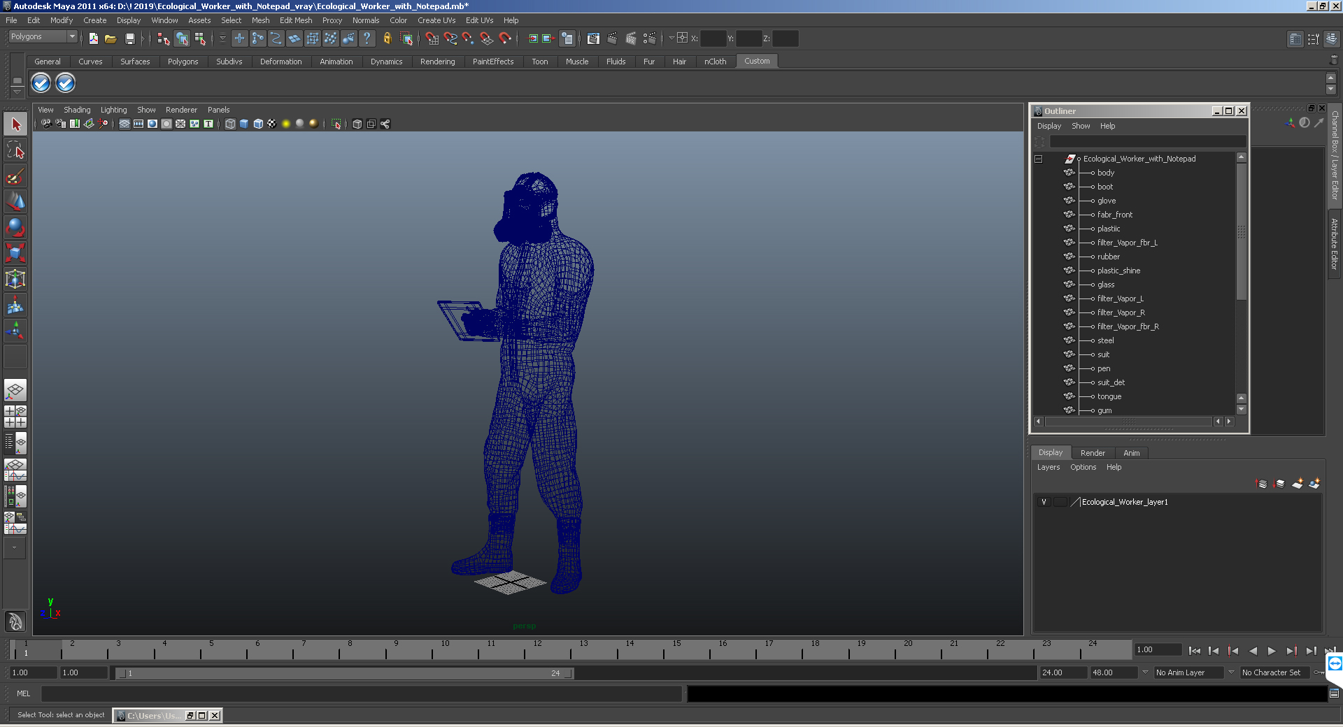 3D model Ecological Worker with Notepad