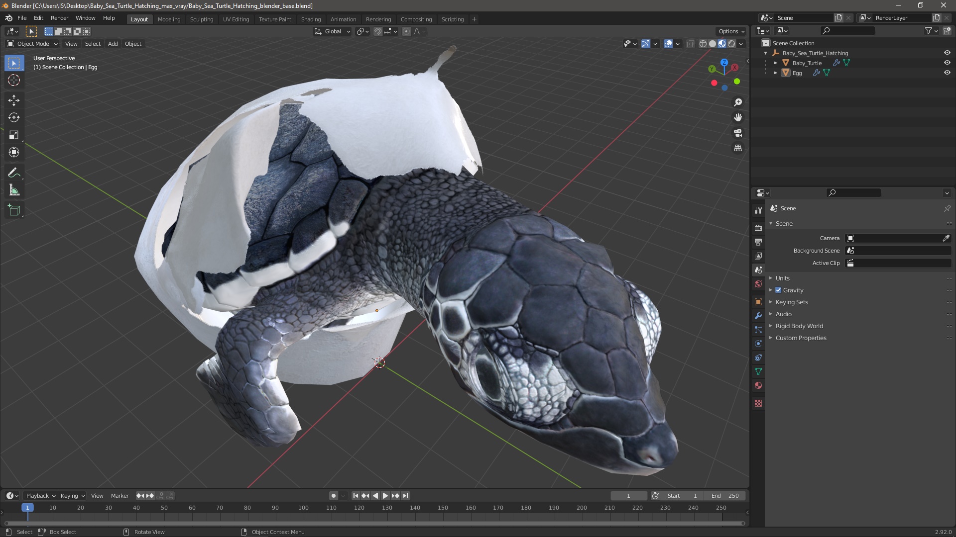 Baby Sea Turtle Hatching 3D model