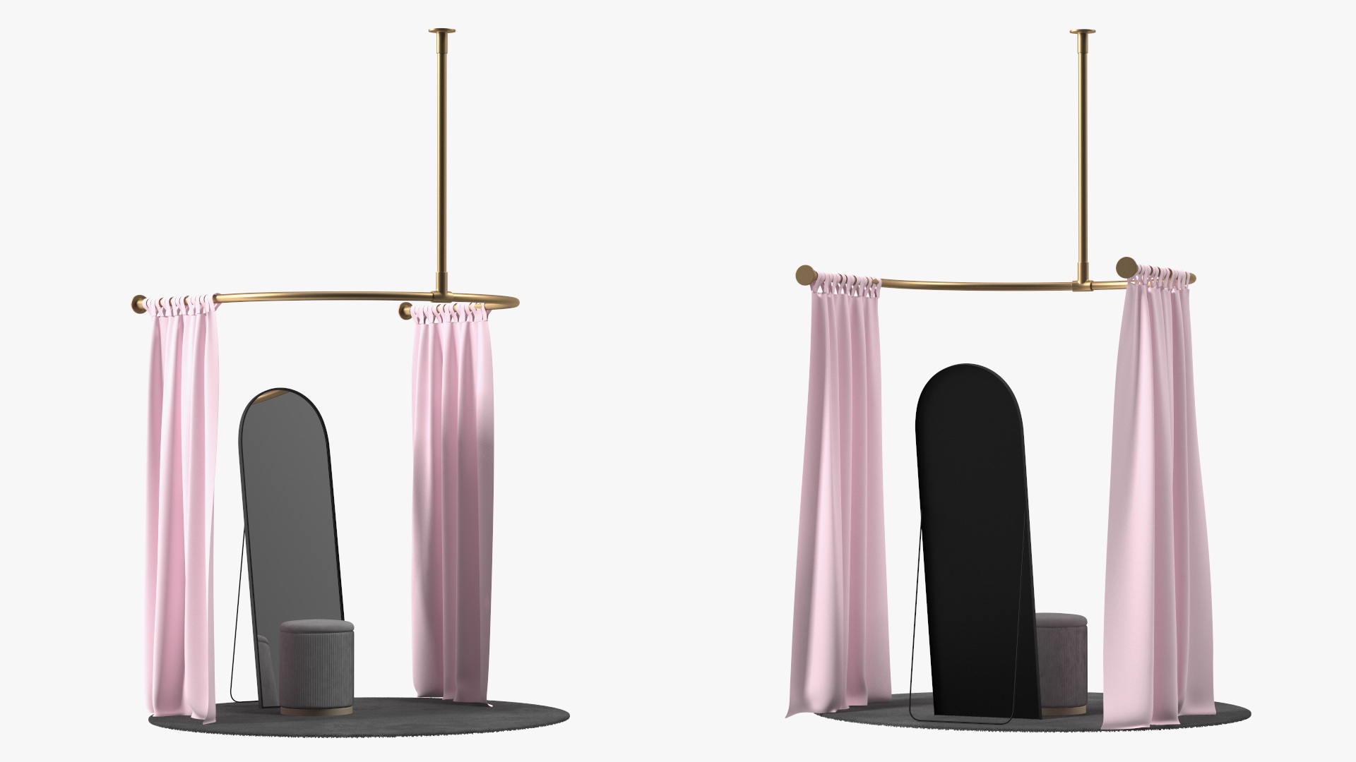 3D Store Dressing Room Pink Open Fur model