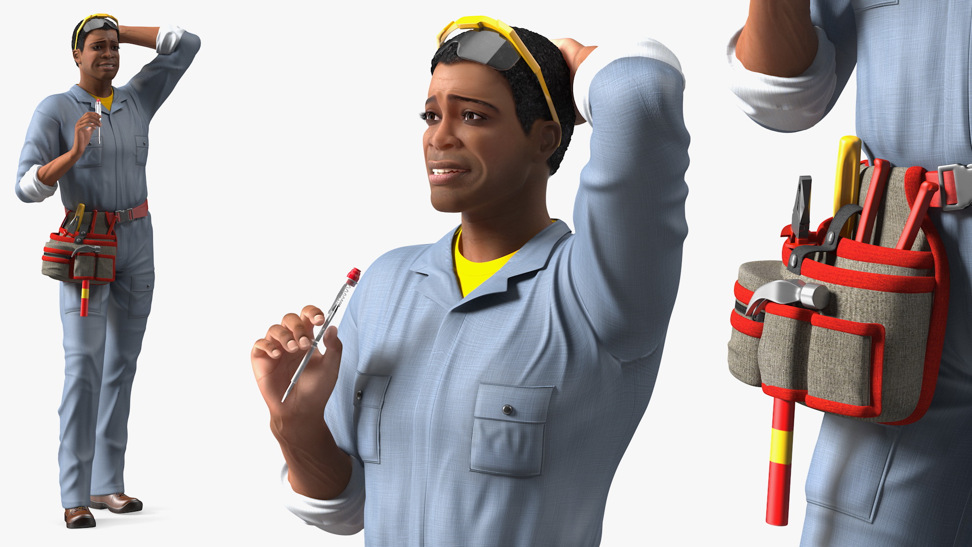 Light Skin Black Man Electrician 3D