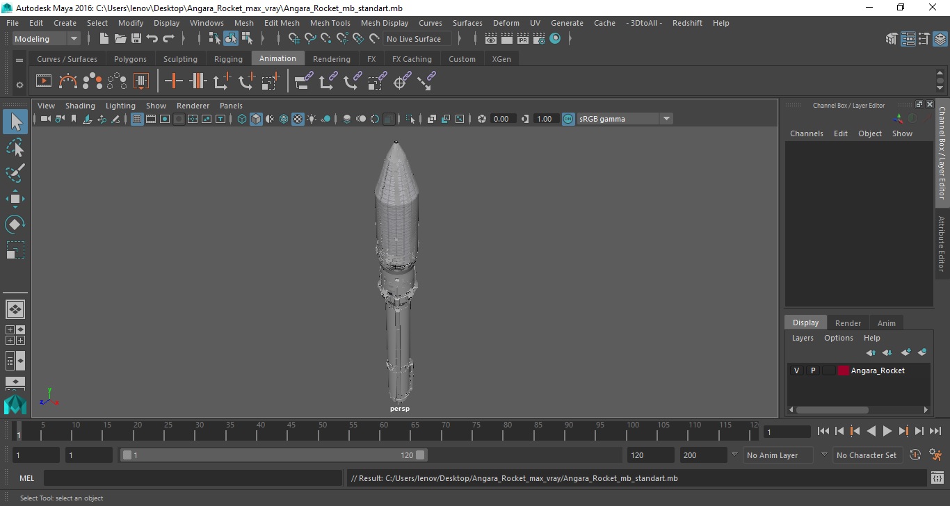 3D Angara Rocket model