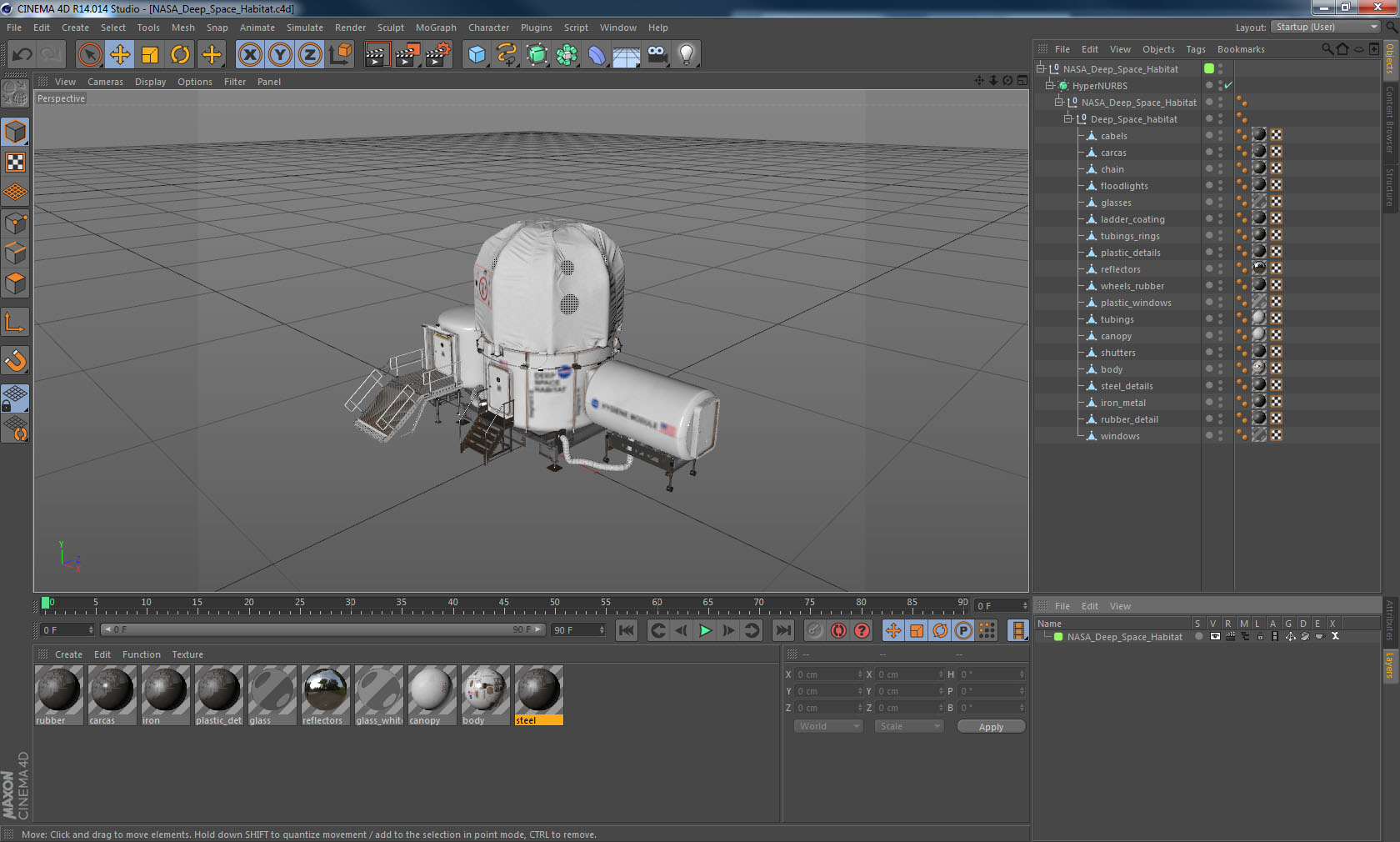 3D NASA Deep Space Habitat model
