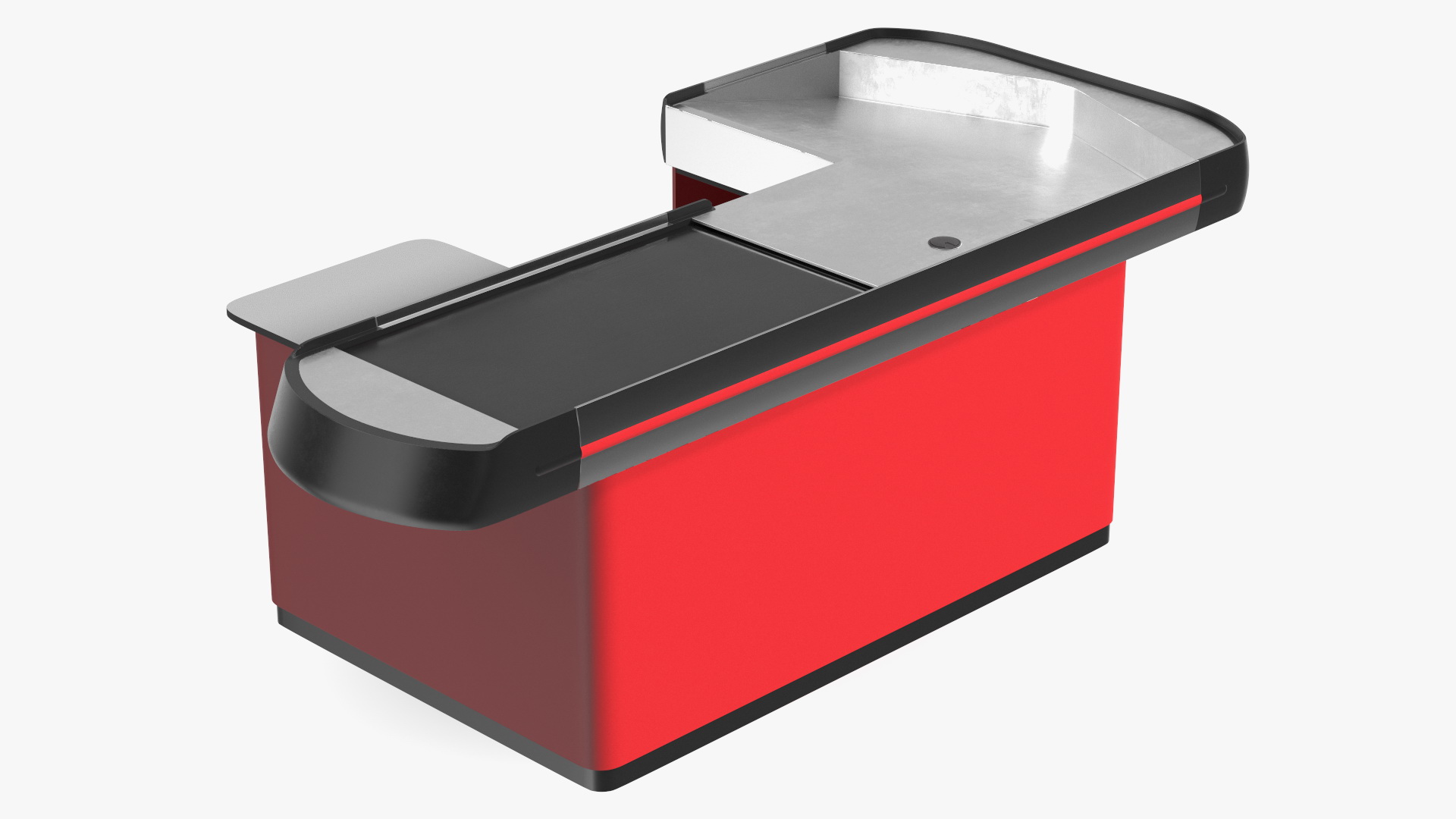 3D model Large Modern Checkout Counter Red Rigged
