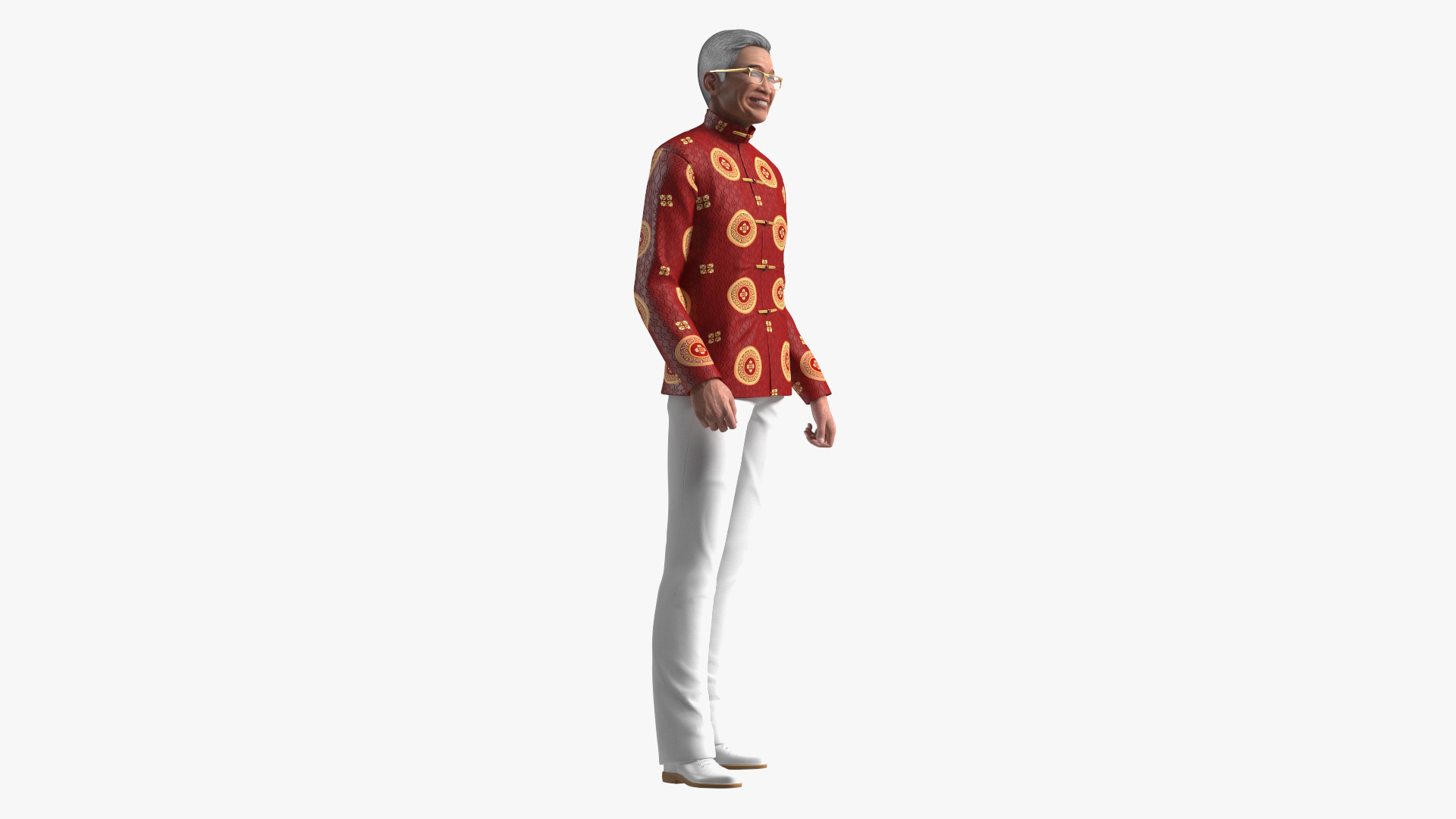 3D Chinese Elderly Man Traditional Style Rigged for Cinema 4D model