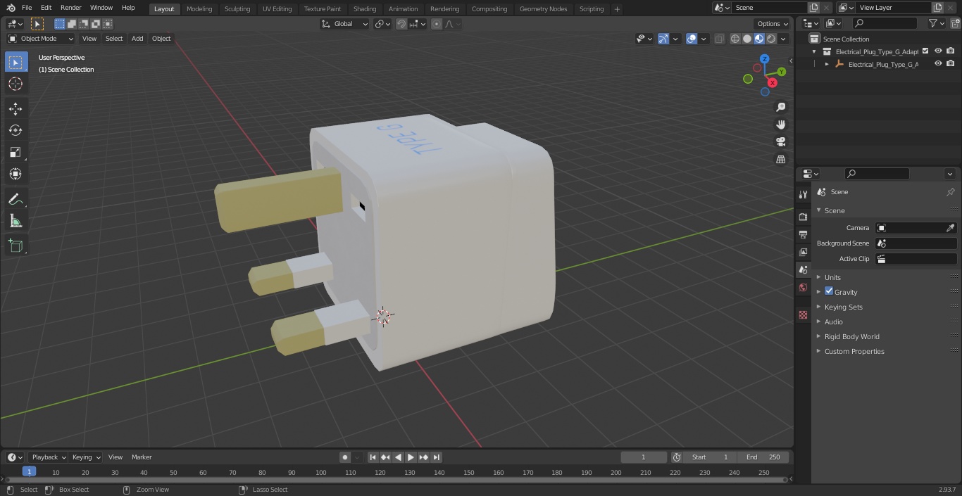 3D Electrical Plug Type G Adapter White