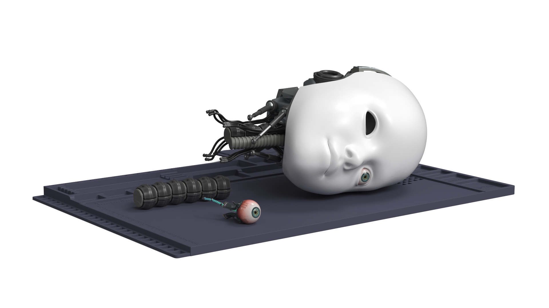 Cybernetic Eye Implant with Humanoid Head