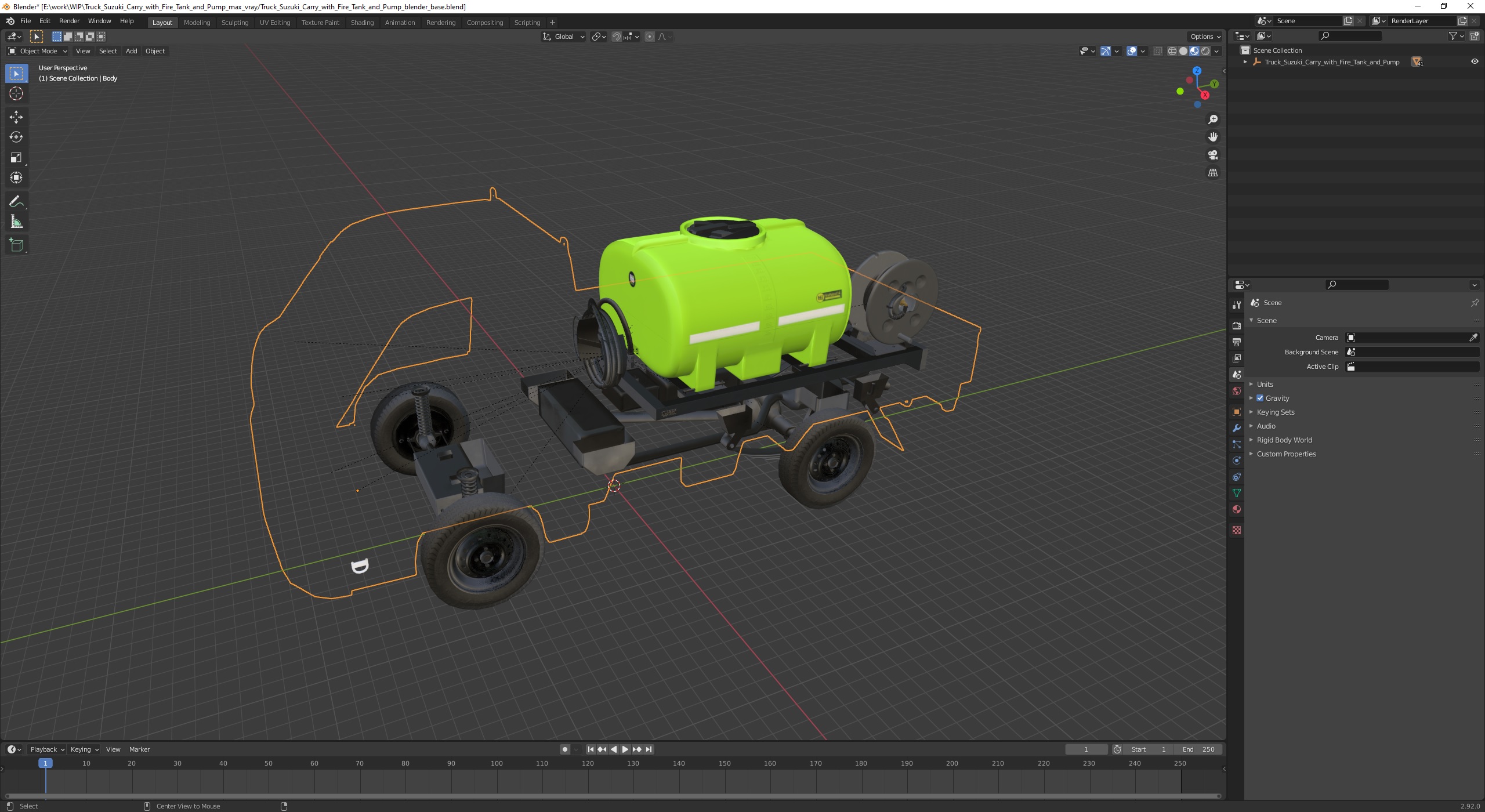 Truck Suzuki Carry with Fire Tank and Pump 3D