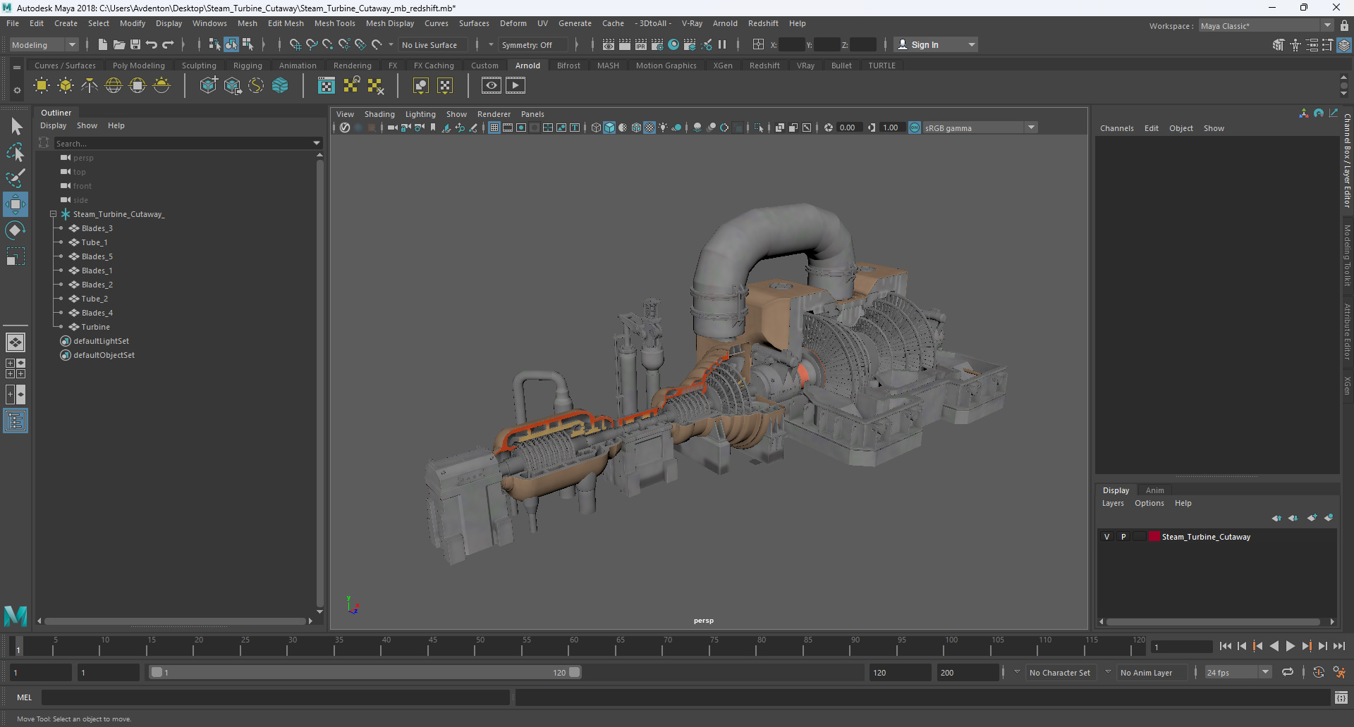 3D Steam Turbine Cutaway