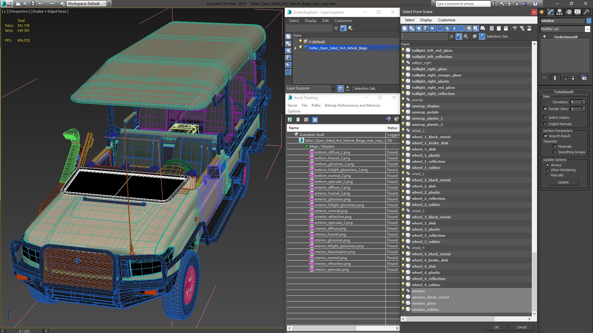 3D model Safari Open Sided 4x4 Vehicle Beige