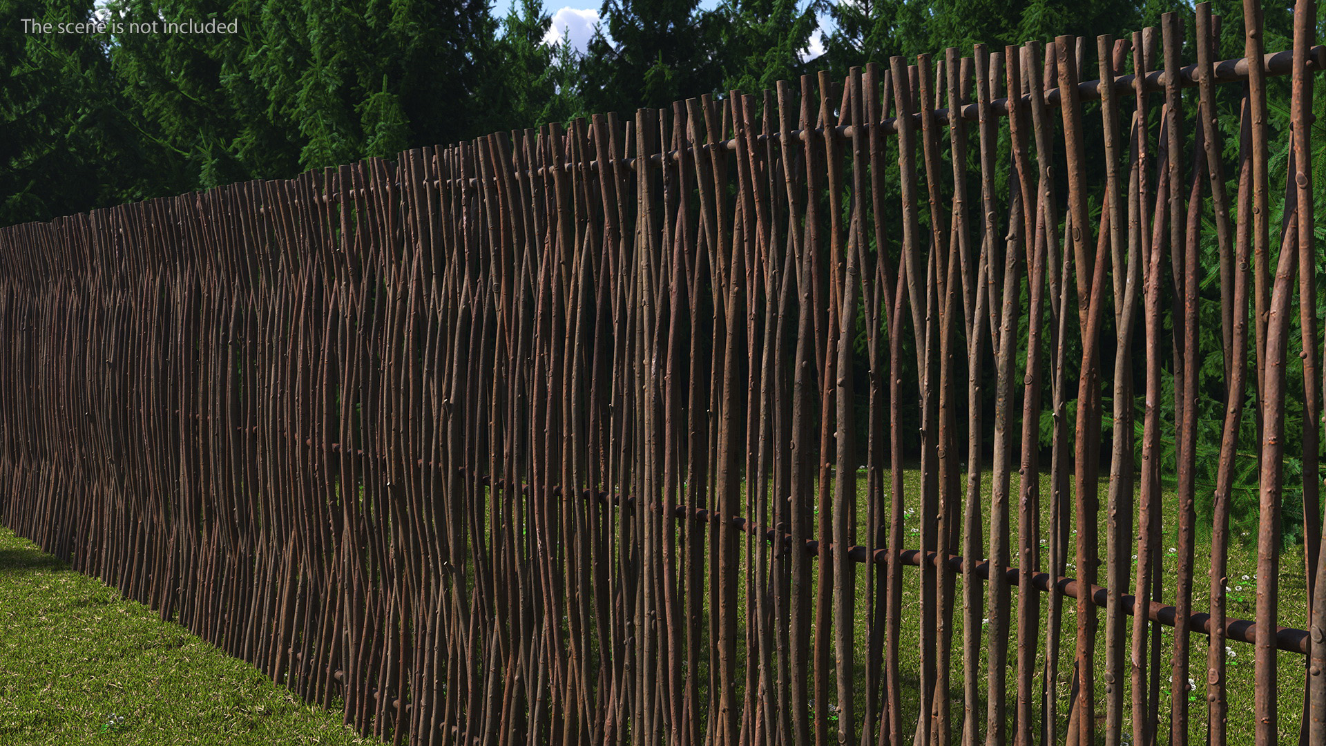 3D Wattle Fence Panel High model