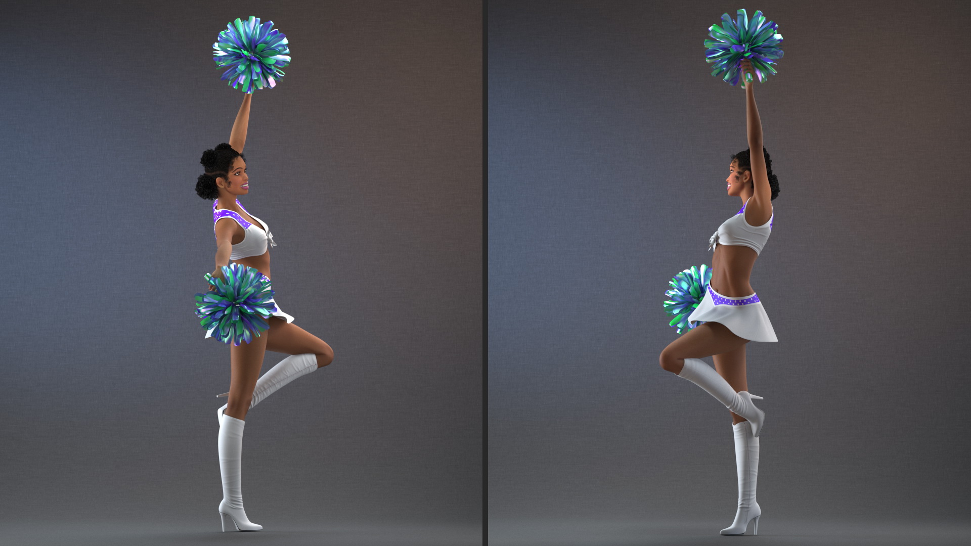 3D model Light Skin Black Young Woman Cheerleader