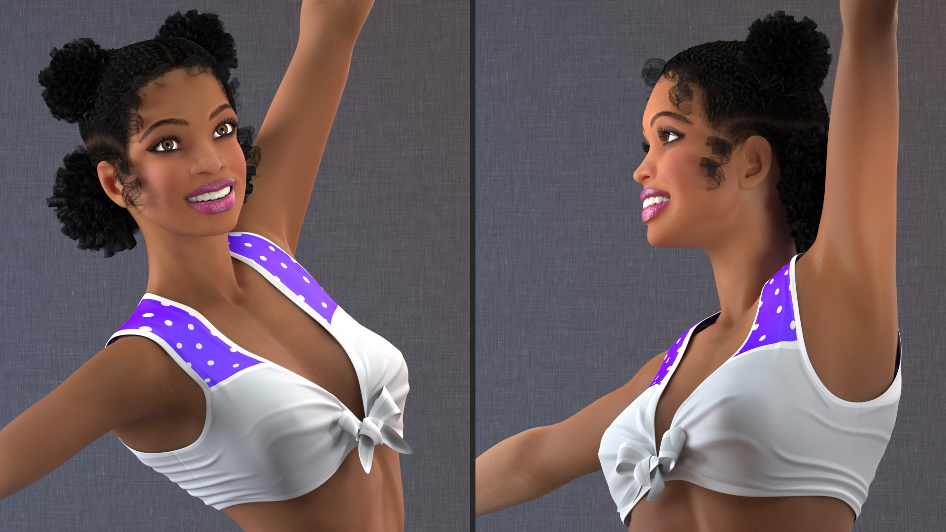 3D model Light Skin Black Young Woman Cheerleader