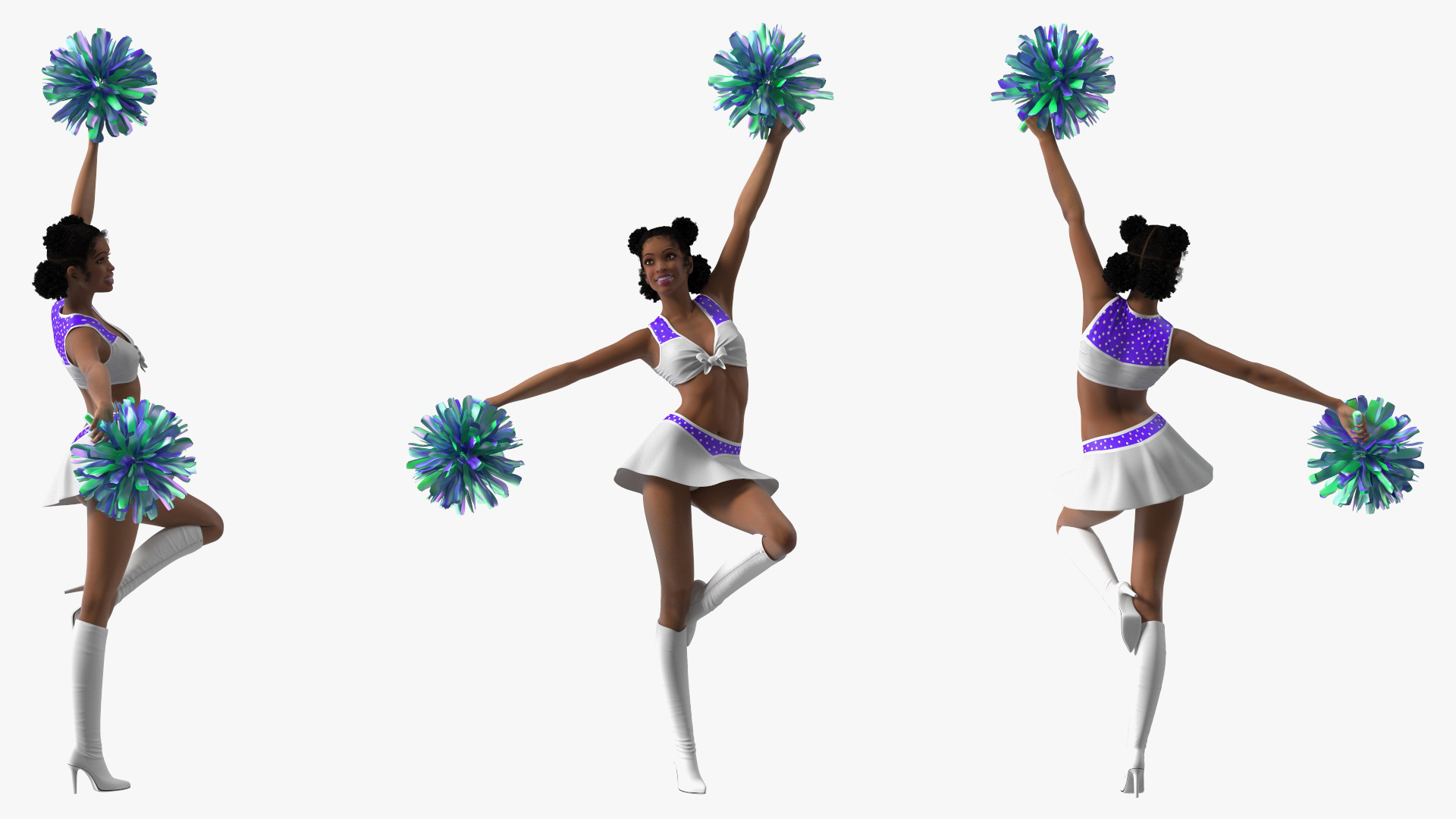 3D model Light Skin Black Young Woman Cheerleader