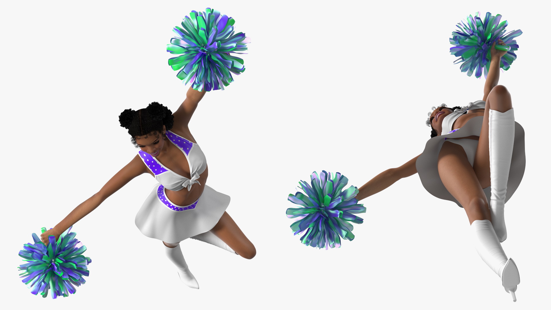 3D model Light Skin Black Young Woman Cheerleader