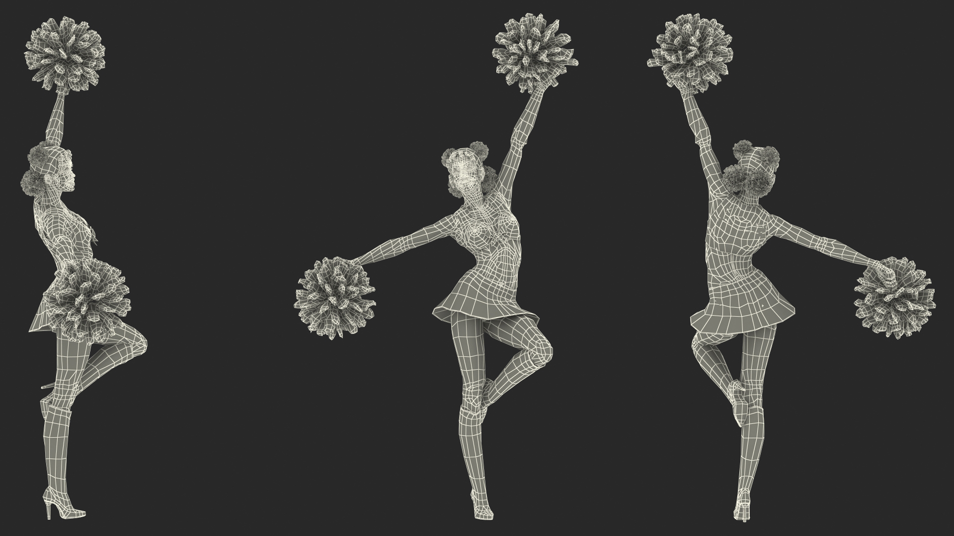 3D model Light Skin Black Young Woman Cheerleader