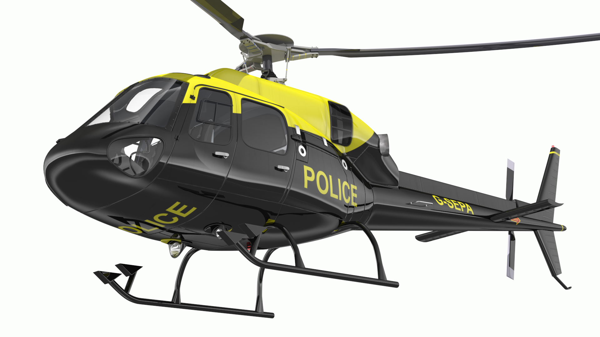 3D Police Helicopter Eurocopter AS 355 Rigged for Maya