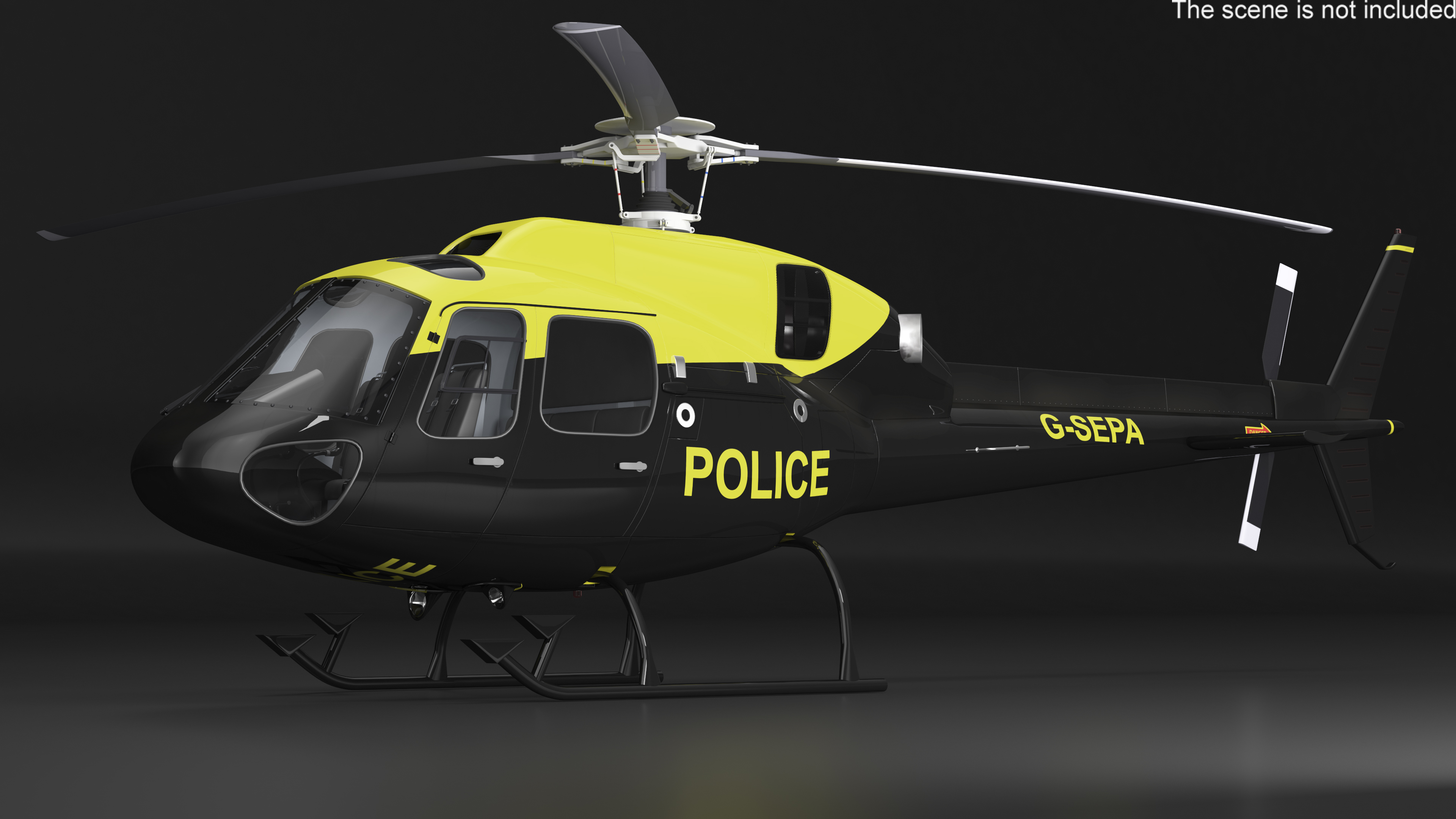 3D Police Helicopter Eurocopter AS 355 Rigged for Maya