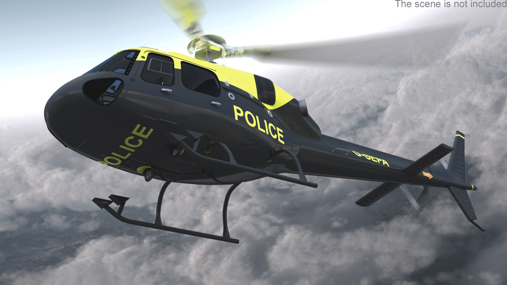 3D Police Helicopter Eurocopter AS 355 Rigged for Maya