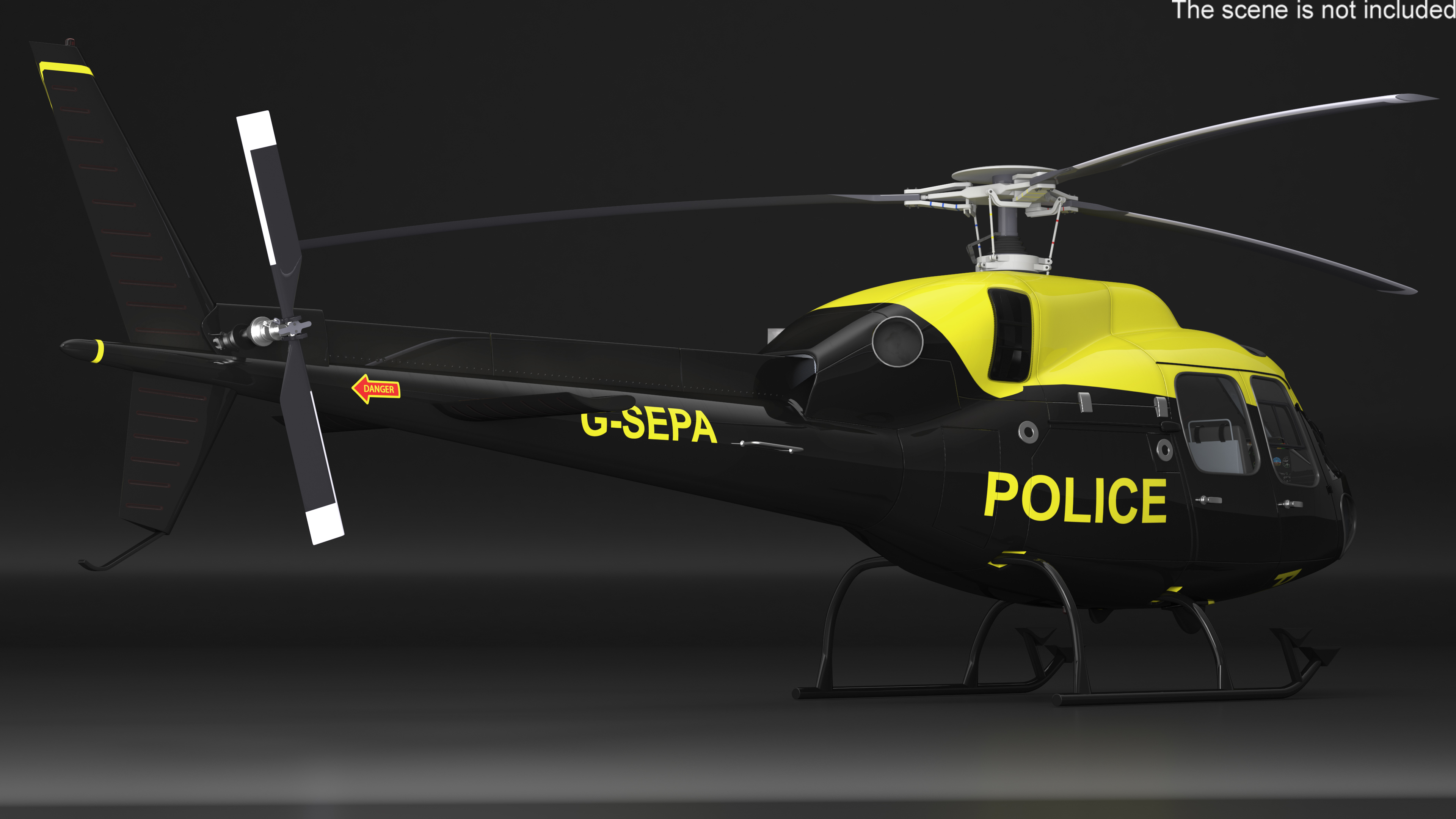 3D Police Helicopter Eurocopter AS 355 Rigged for Maya