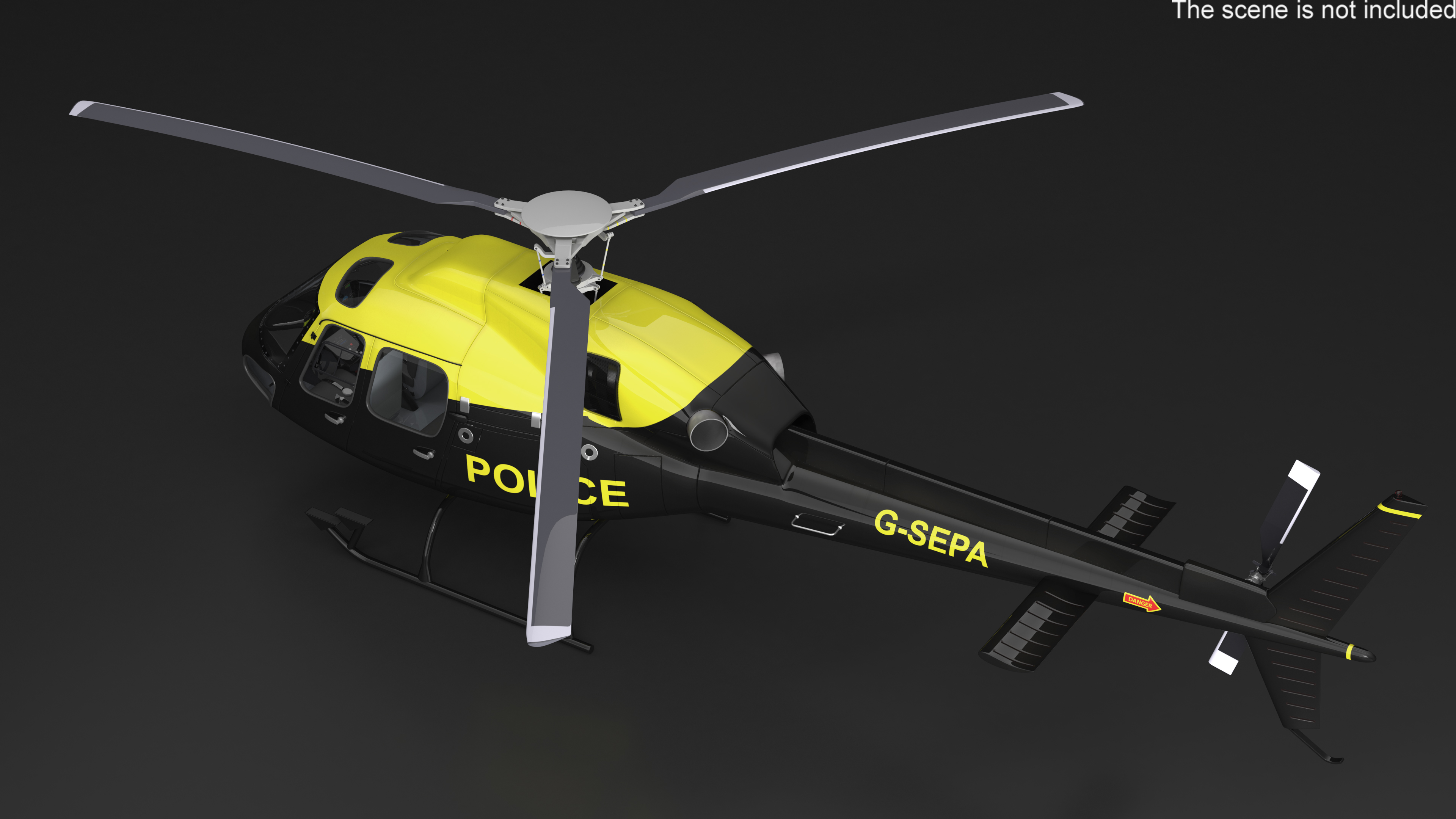 3D Police Helicopter Eurocopter AS 355 Rigged for Maya