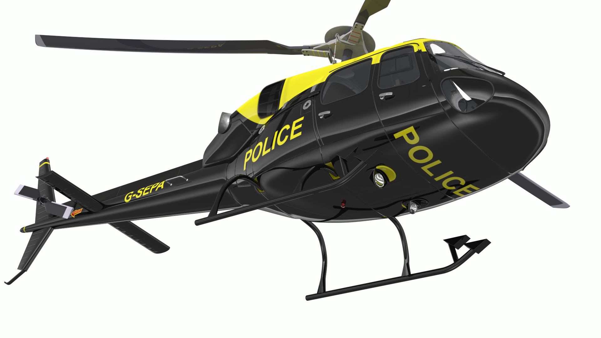 3D Police Helicopter Eurocopter AS 355 Rigged for Maya