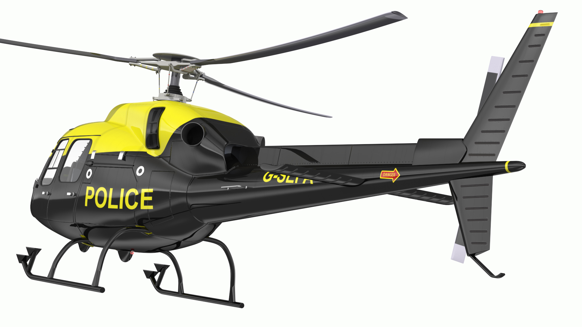3D Police Helicopter Eurocopter AS 355 Rigged for Maya