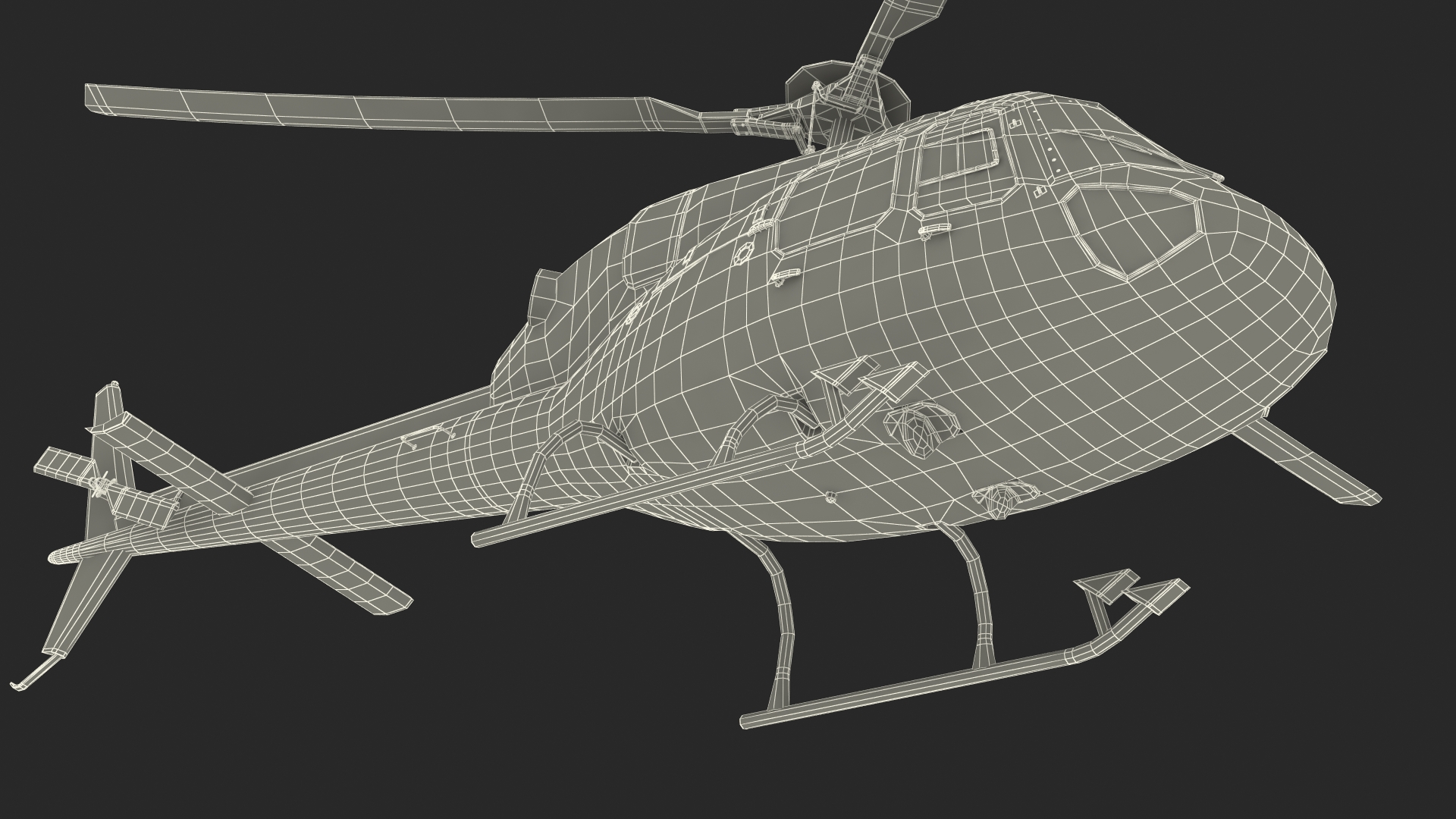 3D Police Helicopter Eurocopter AS 355 Rigged for Maya