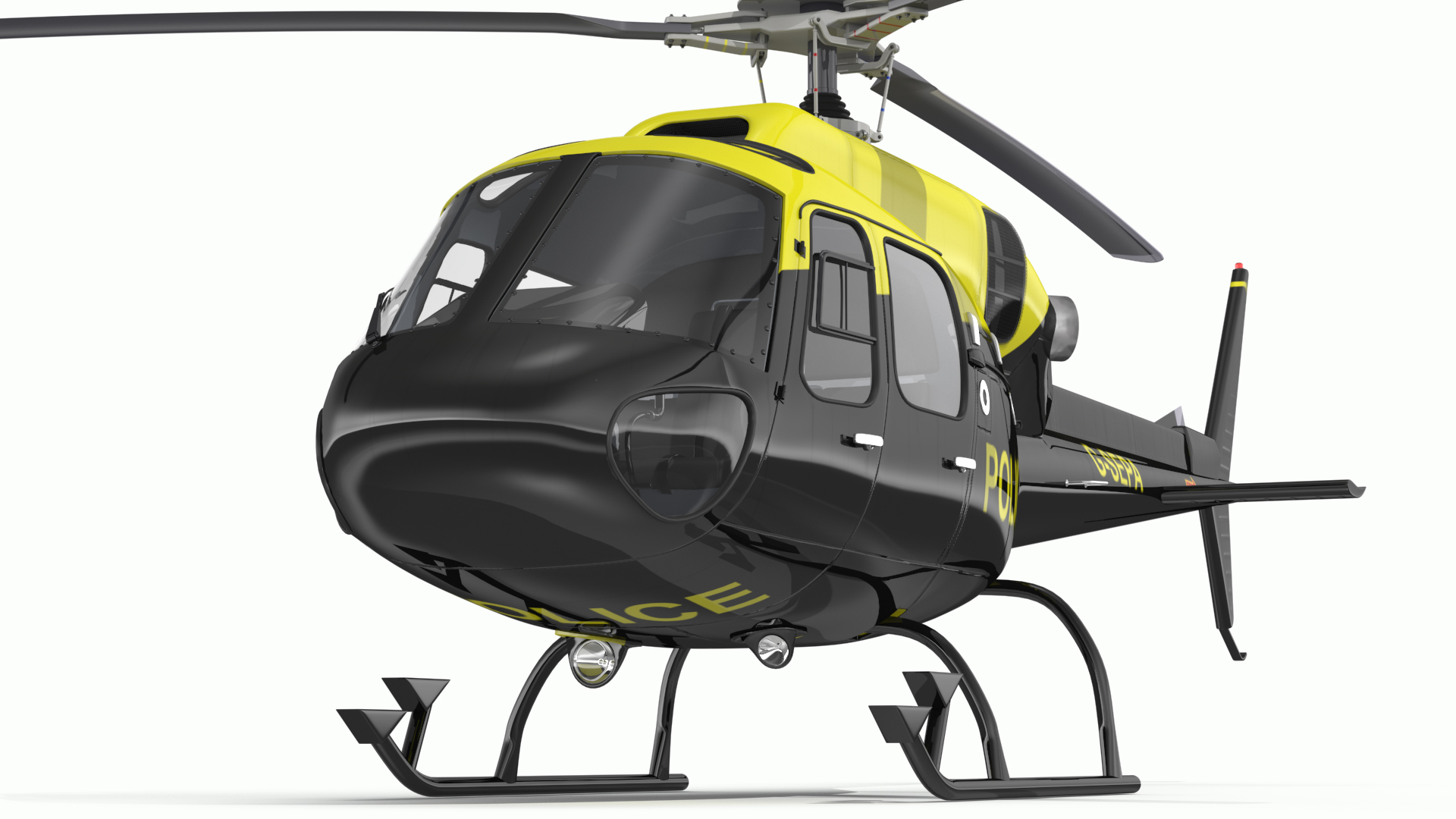 3D Police Helicopter Eurocopter AS 355 Rigged for Maya