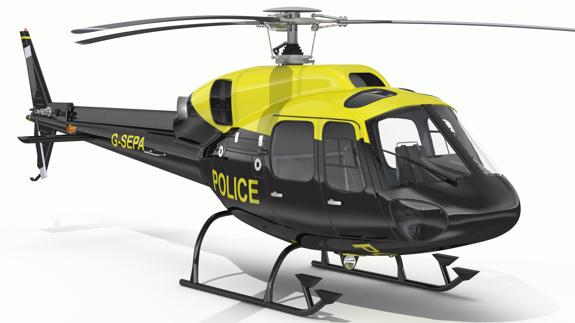 3D Police Helicopter Eurocopter AS 355 Rigged for Maya