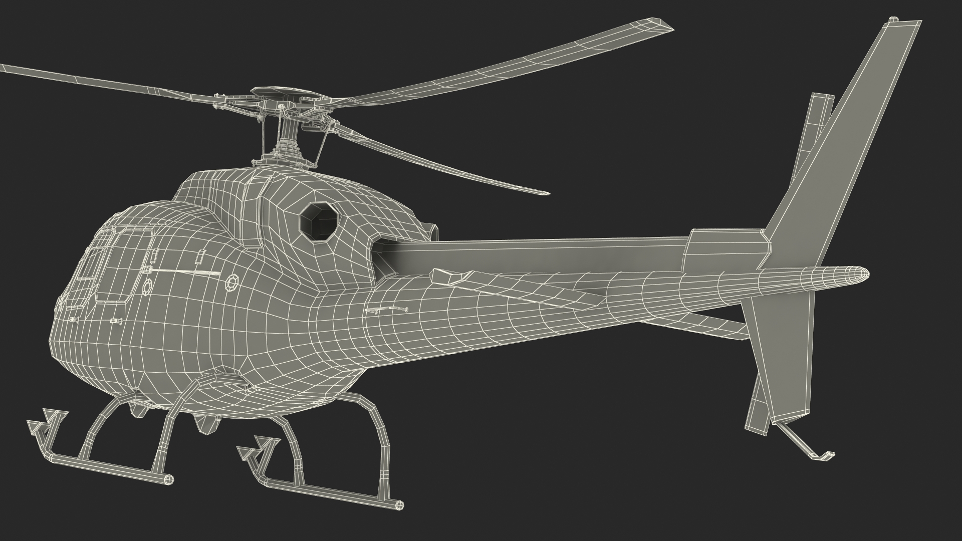 3D Police Helicopter Eurocopter AS 355 Rigged for Maya