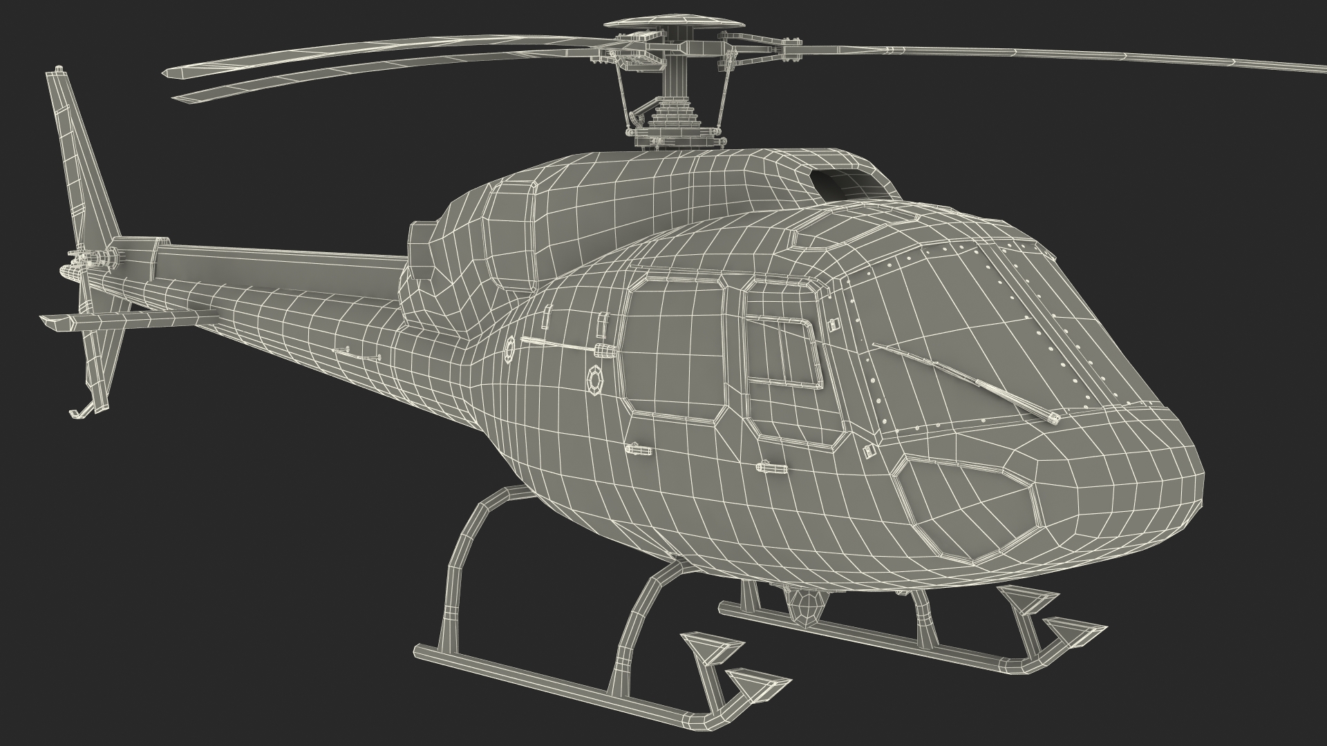 3D Police Helicopter Eurocopter AS 355 Rigged for Maya