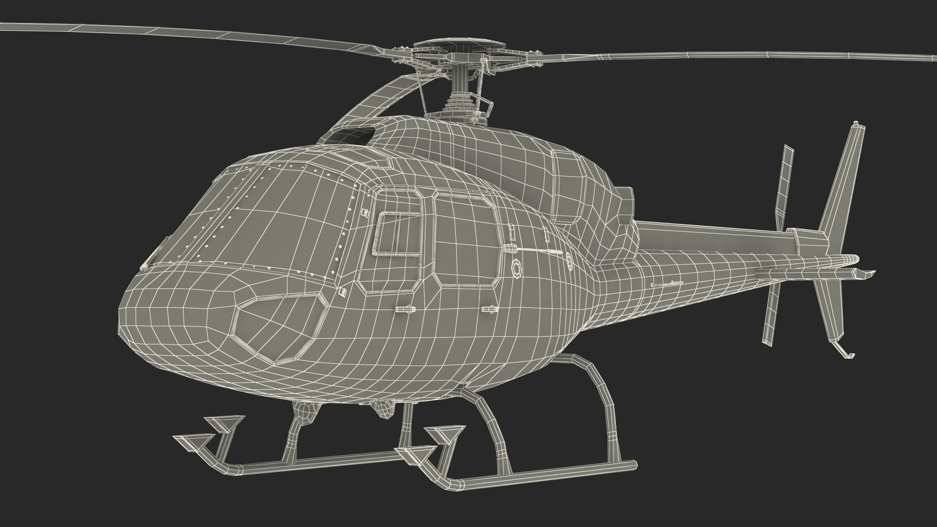 3D Police Helicopter Eurocopter AS 355 Rigged for Maya