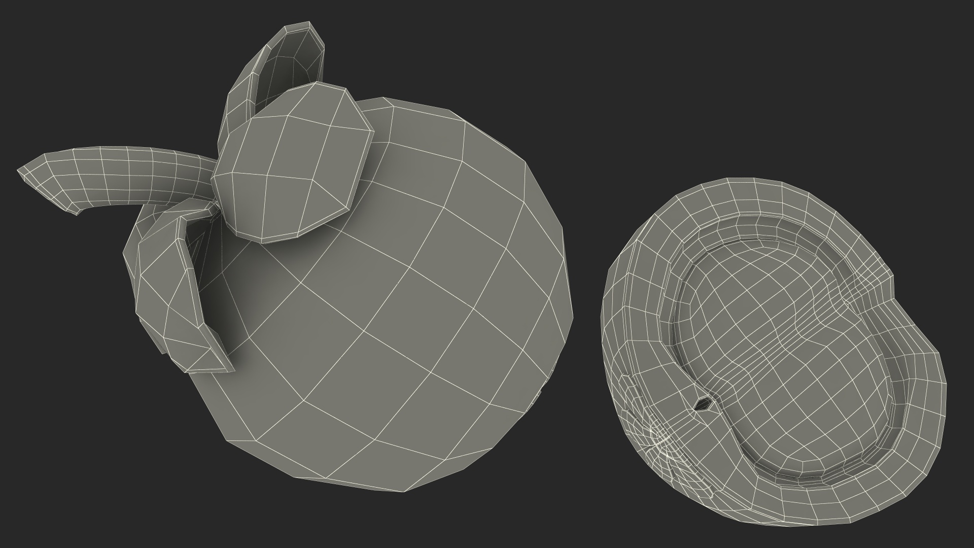 3D model Whole and Half Cut Mangosteens on White Plate