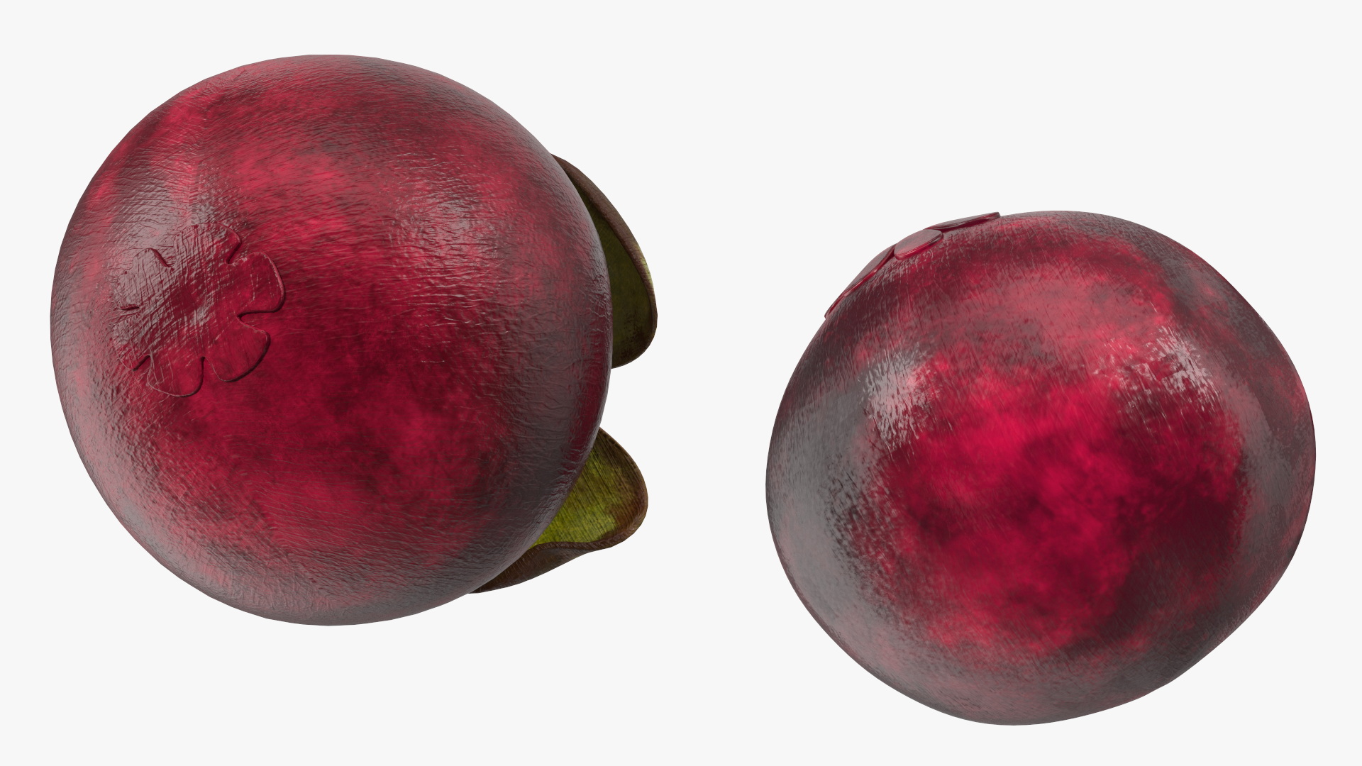 3D model Whole and Half Cut Mangosteens on White Plate
