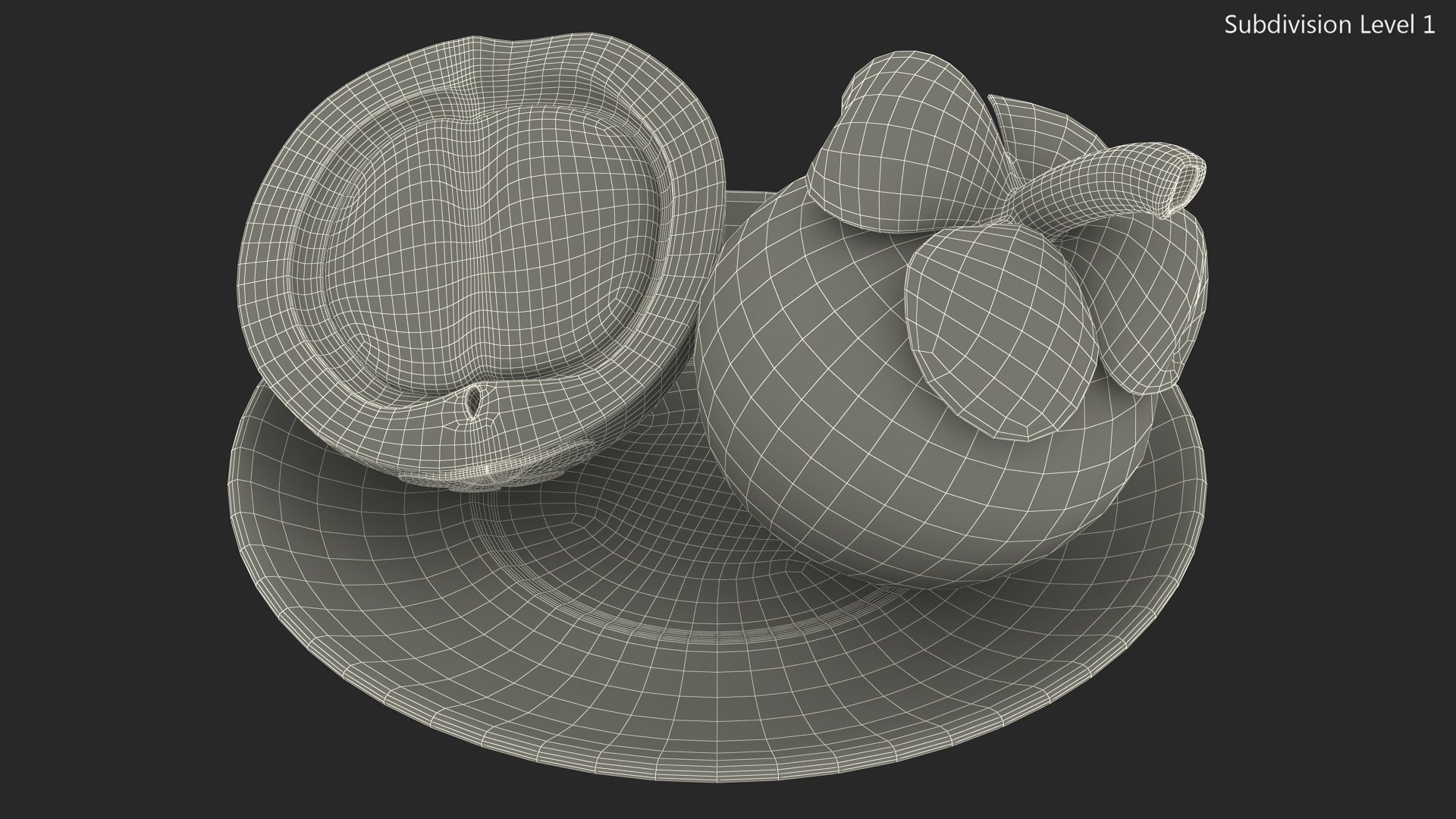 3D model Whole and Half Cut Mangosteens on White Plate