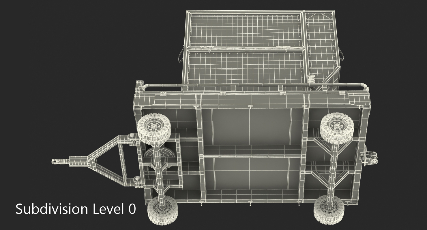 Airport Transport Trailer Low Bed Platform with Container Rigged 3D model