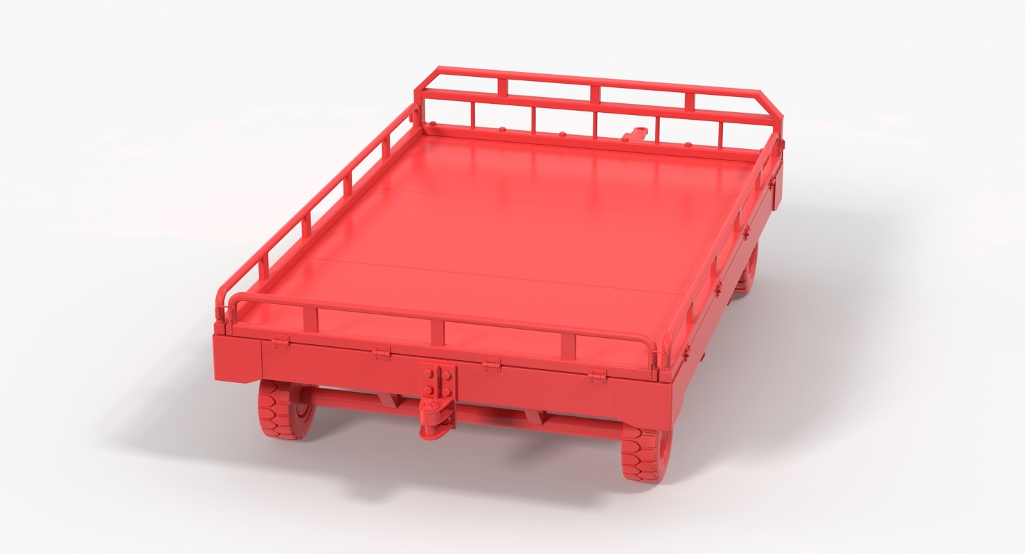 Airport Transport Trailer Low Bed Platform with Container Rigged 3D model
